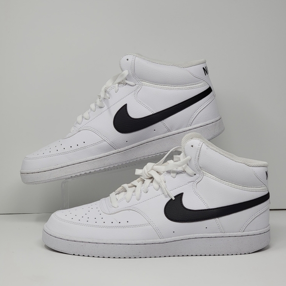 Nike Court Vision Mid Next Nature White Black Sneakers DN3577-101 Men’s Size 13 - Picture 2 of 8